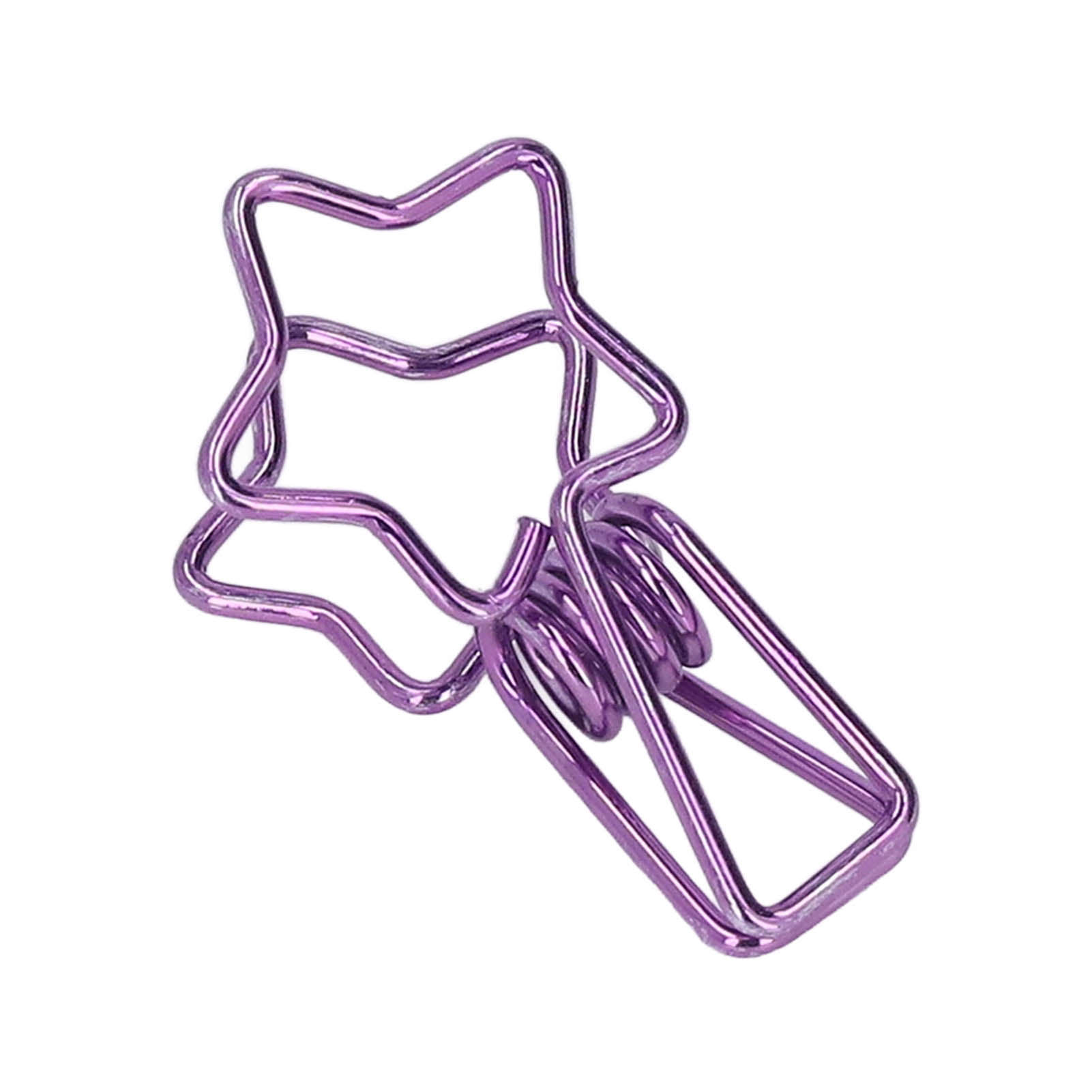 M Buder 100pcs Star Binder Clips Cute Cartoon Hollow Strong Clamping Force Sturdy Metal Paper Clamps for Office Account Tickets Purple (7.87 inches / 20 cm)