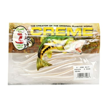 Creme 5" Jerk Bait Fishing Lure, Pearl, 5 Count
