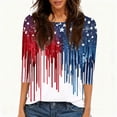 thumbnail image 4 of Women's 250th Anniversary Usa Shirt Independence Day Patriotic Star Print Crew Neck 3/4 Sleeve July 4th Top, 4 of 5