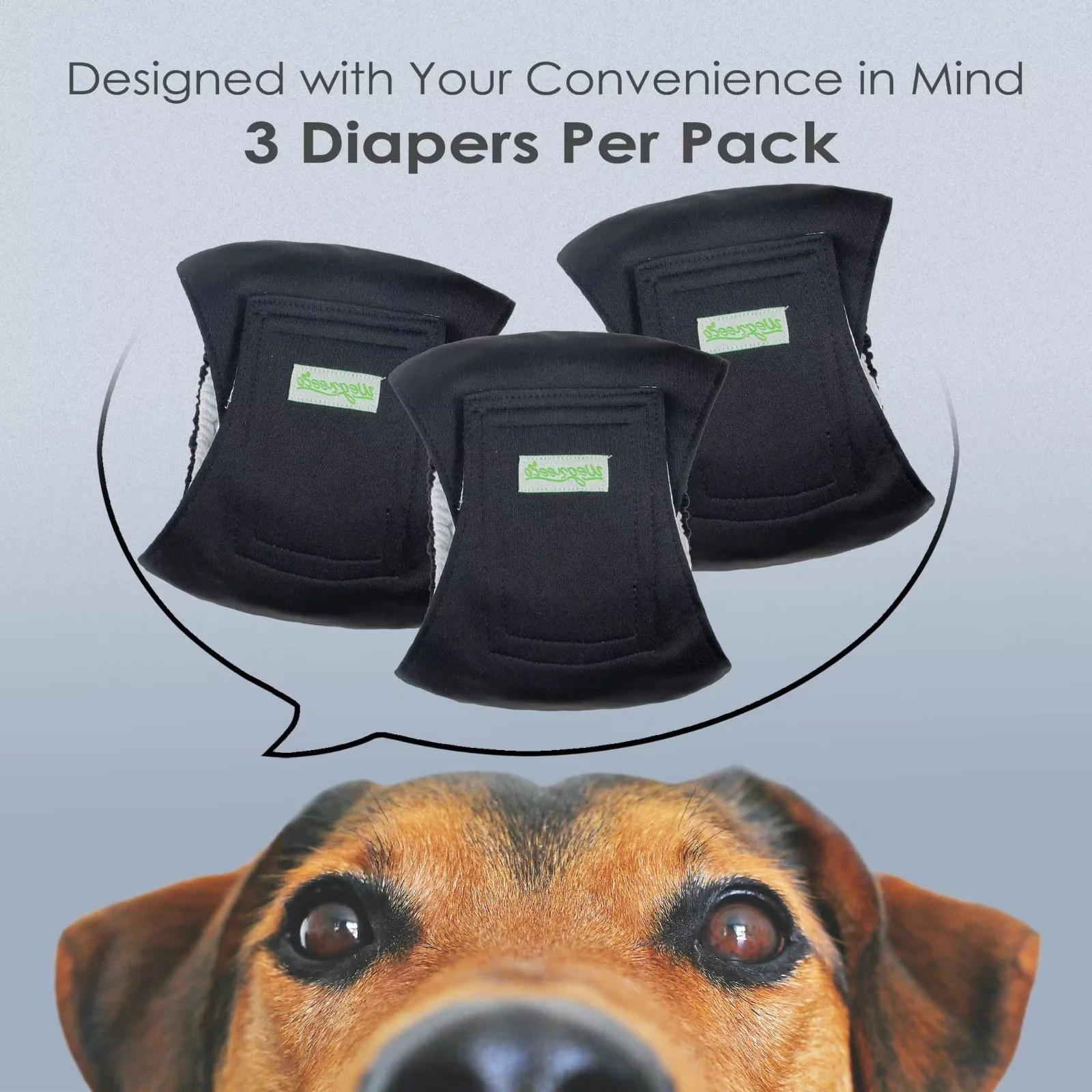 Wegreeco Pack of 3 Reusable Male Dog Belly Band, Washable Premium Male Dog Diapers, Super-Absorbent Dog Wraps, Large, Black
