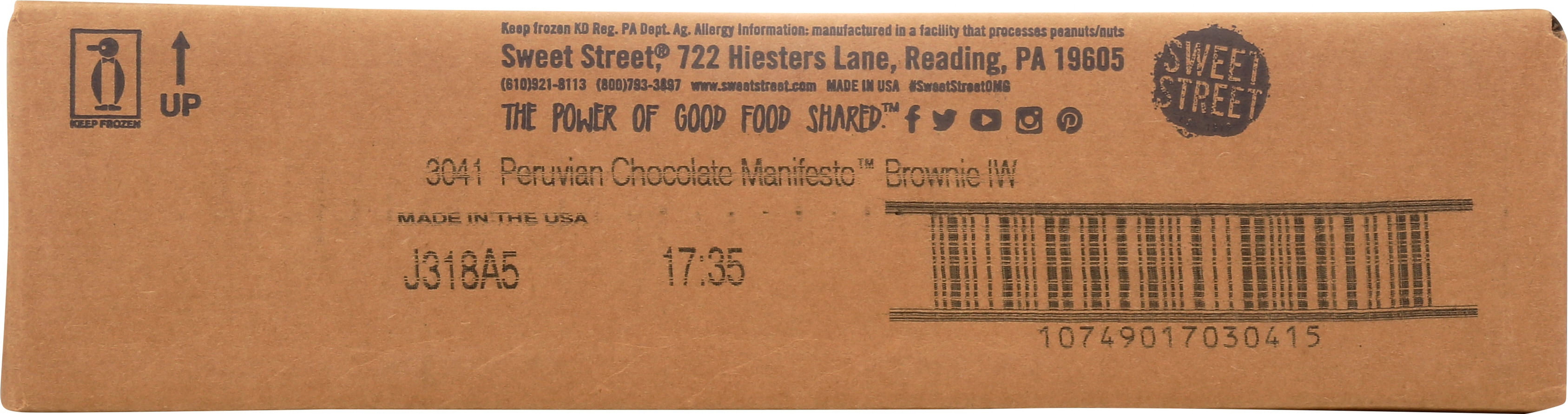 Sweet Street Individually Wrapped Peruvian Chocolate Manifesto Brownie 2.8 oz (48 Count)