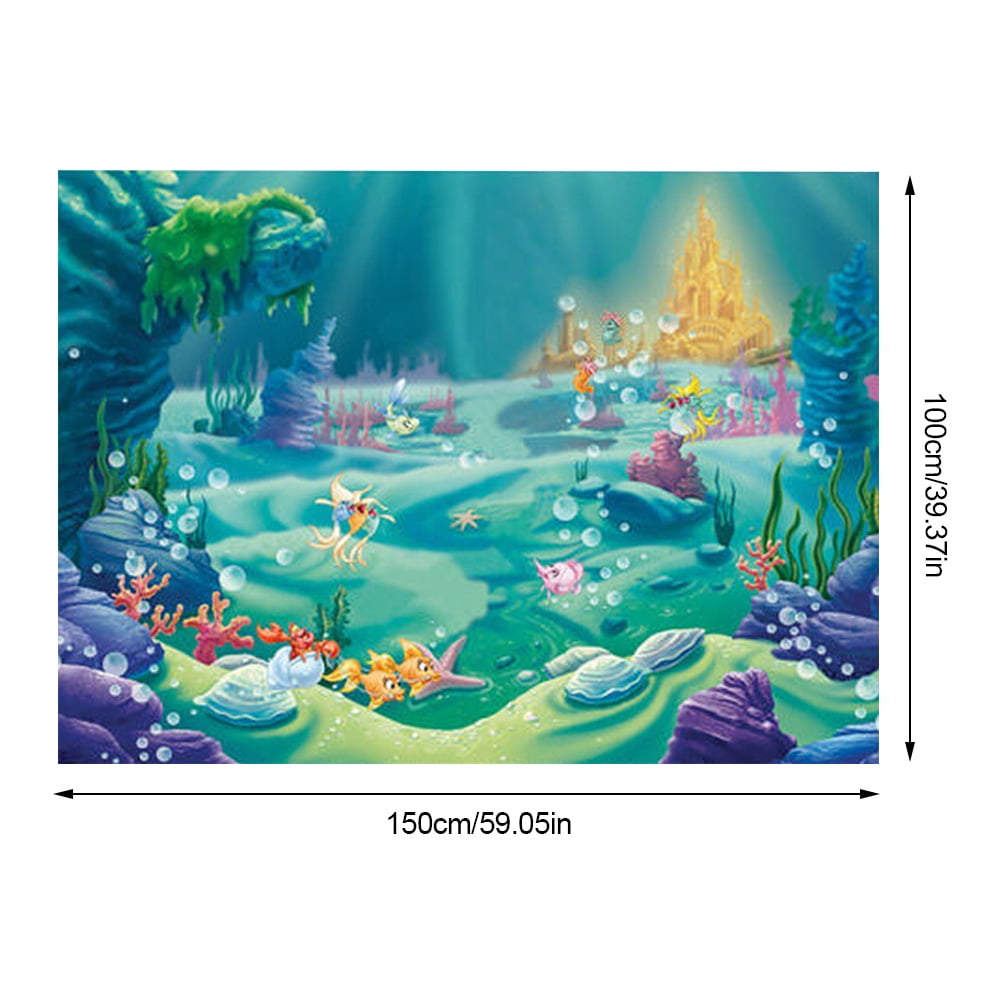 LB Under The Sea World Backdrops 6x9FT Fabric Ocean Dolphin Fish Photo Background for Kids Children Adult Portrait Photo Shoot Studio Props Washable
