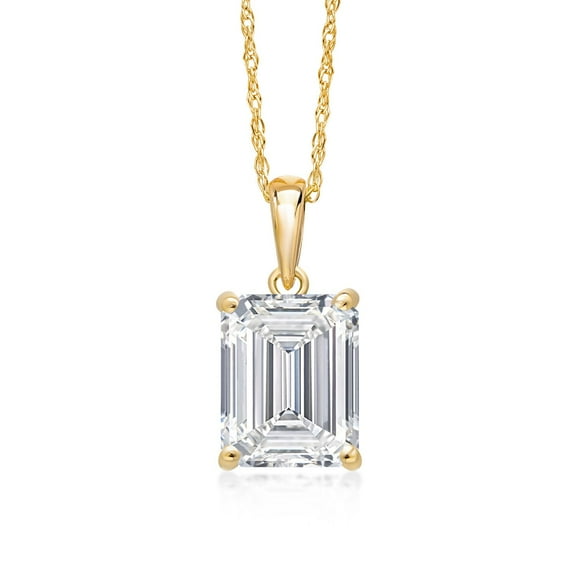 Gem Stone King 3.00 Ct Emerald Cut 14K Yellow Gold IGI Certified Lab Grown Diamond Pendant Necklace | E-F Color | VS1-VS2 Clarity | Gold Necklace for Women | With 18 inch Gold Chain