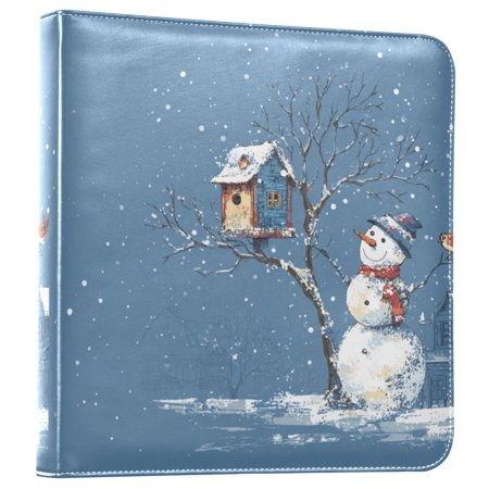 Photo Album Leather Photo Album 11.8x11.2x1.5 Inch Bookshelf Photo Album Photo Album Photo Store Scrapbook Photo Album Christmas Snowman and Bird Cartoon