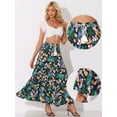 thumbnail image 2 of DARING DIVA Women's Bohemian Tassels Elastic Waist Floral Maxi Skirt S Dark Blue, 2 of 6