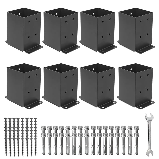 Base de postes Nrspp 4x4 para pérgola de madera negra, 8 unidades