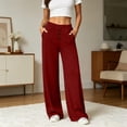 thumbnail image 7 of Yoga Pants for Women Elastic Waist Pocket Sport Wide Leg Pants Casual Solid Color Running Trousers, 7 of 7