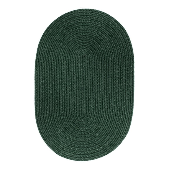 Green Wool Rug Solid Braided Textured 4 Feet Round Thick Casual Carpet