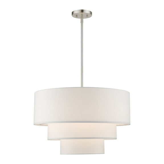 55914-91-Livex Lighting-Carrington - 4 Light Pendant In Mid-Century Modern Style-22.5 Inches Tall and 23 Inches Wide-Brushed Nickel Finish