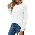 thumbnail image 7 of MLDRA T Shirts for Women Long Sleeve Thin Loose Shirts Crewneck Comfy Casual Basic Fall Tops Loose Fit Clothes White, 7 of 7