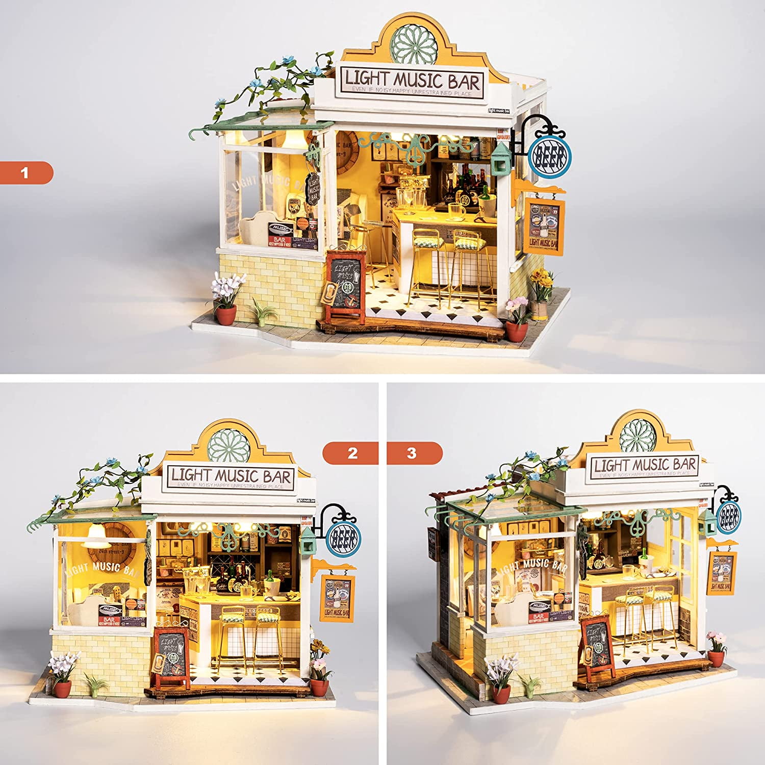 Rolife DIY Miniature Dollhouse Kit Craft Kit for Adults to Build Tiny  Things Gift for Birthday Christmas(Light Music Bar)
