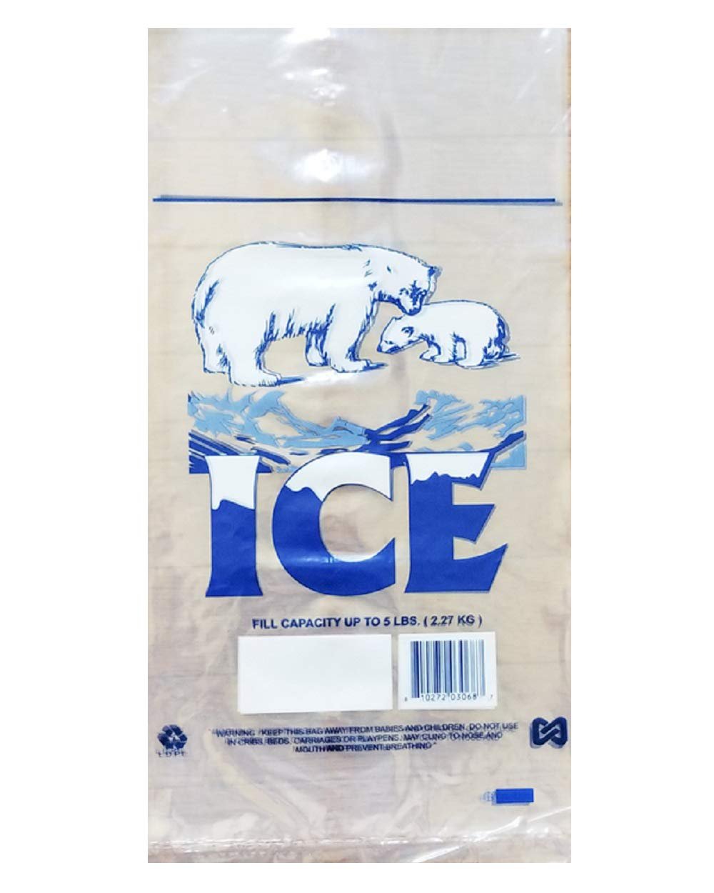 Pack of 1000 Plain Top Ice Bags with Twist Ties 5 lbs 9 x 18. Printed