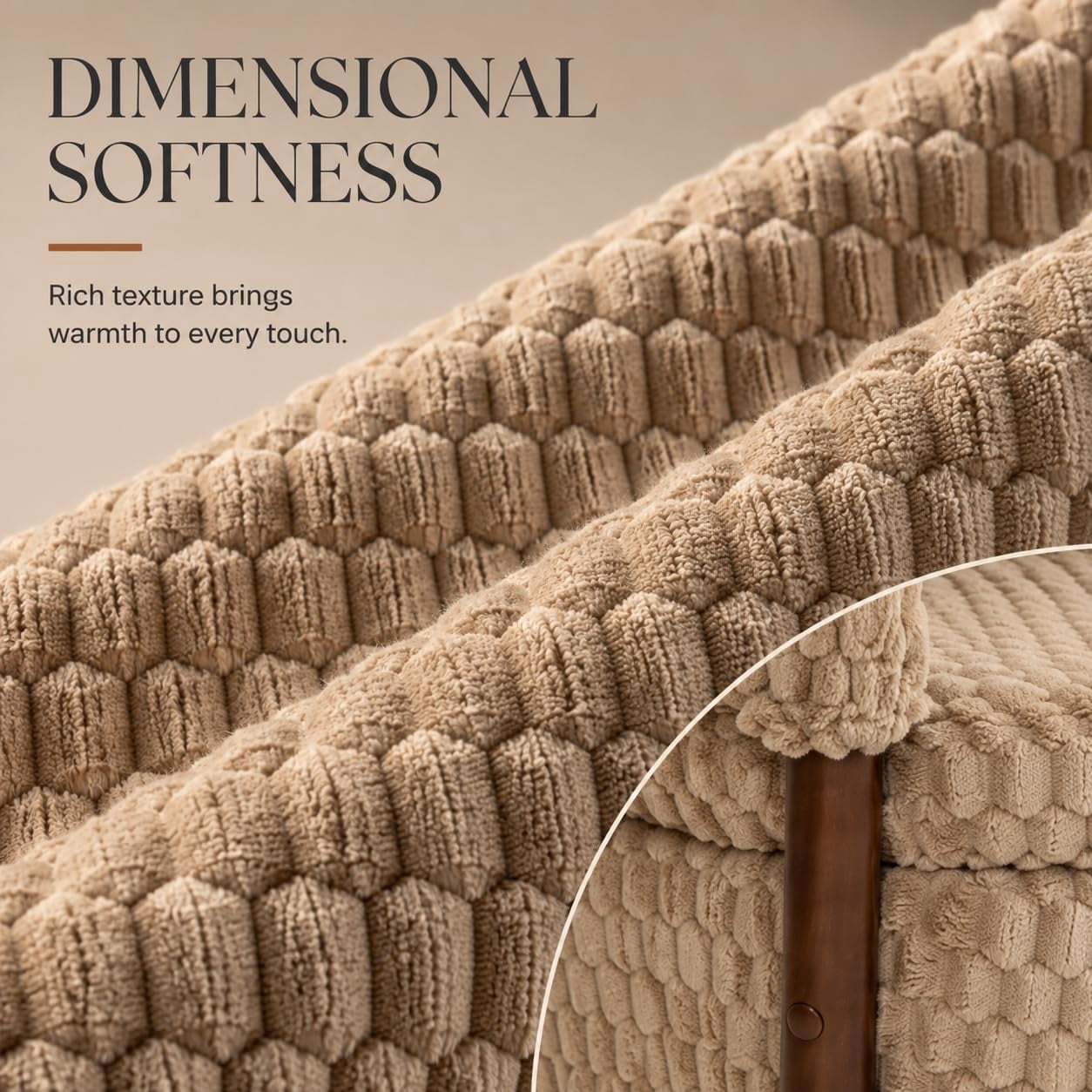 MOONIMSS 360°Swivel Accent Chair, Corduroy Vanity Chair with Storage,Coffee