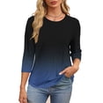 thumbnail image 3 of Plebaso T-Shirts à Manches 3/4 Col Rond pour Femmes Tee-Shirts Décontractés Amples Blouses Dégradées pour S-5TG, 3 of 6