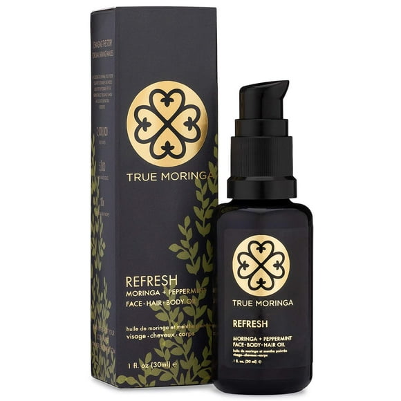 Aceite Moringa True Moringa Peppermint Prensado en Frío 100% Puro para Rostro, Cuerpo y Cabello
