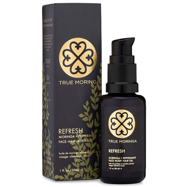 Aceite Moringa True Moringa Peppermint Prensado en Frío 100% Puro para Rostro, Cuerpo y Cabello