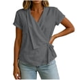 thumbnail image 2 of TGSLY Adjustable Wrap Side Tie Tops for Women Breathable Soft V Neck Short Sleeve Blouses Loose Fit Dressy Casual Solid Color T-Shirts XXL, 2 of 8