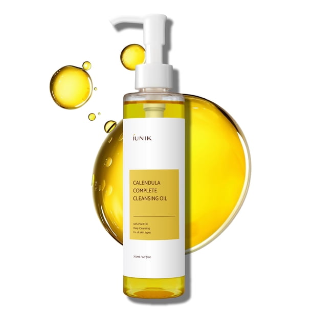 Aceite limpiador IUNIK con infusión de aceite de caléndula y jojoba vegano