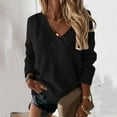 thumbnail image 2 of iOPQO sweaters for women Women Casual Loose Solid Color Long Sleeve Fashion V Neck Pullover Sweater Women's Pullover Sweater Black S, 2 of 5