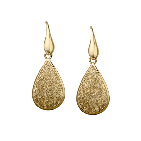 Pear-Shaped Textured Drop Earrings in 14kt Gold-Plated Sterling Silver