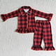 thumbnail image 3 of Conjunto de ropa de dormir de Navidad para niños, cárdigan a cuadros rojo y negro, Tops y pantalones a juego para bebés, pijamas para niños pequeños, 3 of 4