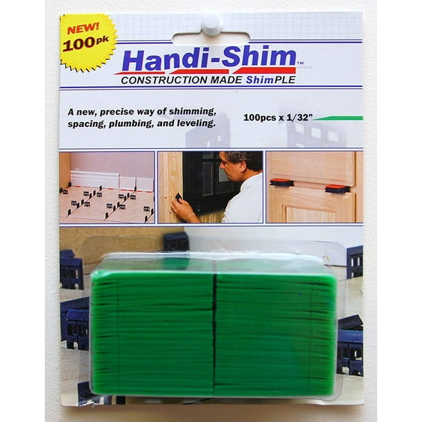 HandiShim HS132100GR Plastic Construction Shims/Spacers, 100 Pack, 1/32Inch, Green Walmart