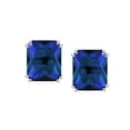thumbnail image 2 of Bling Jewelry 10CT Blue Rectangle Radiant Cut Solitaire CZ Clip On Stud Earrings, 2 of 5