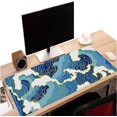 thumbnail image 2 of Japanese Blue and White Wave Large Gaming Mouse Pad,Long Non-Slip Rubber Base for Desk,Stitched Edges Playmat Gifts for Men Women,Mouse Mat Desk Pad for Office Home 31.5×11.8 Inch, 2 of 6