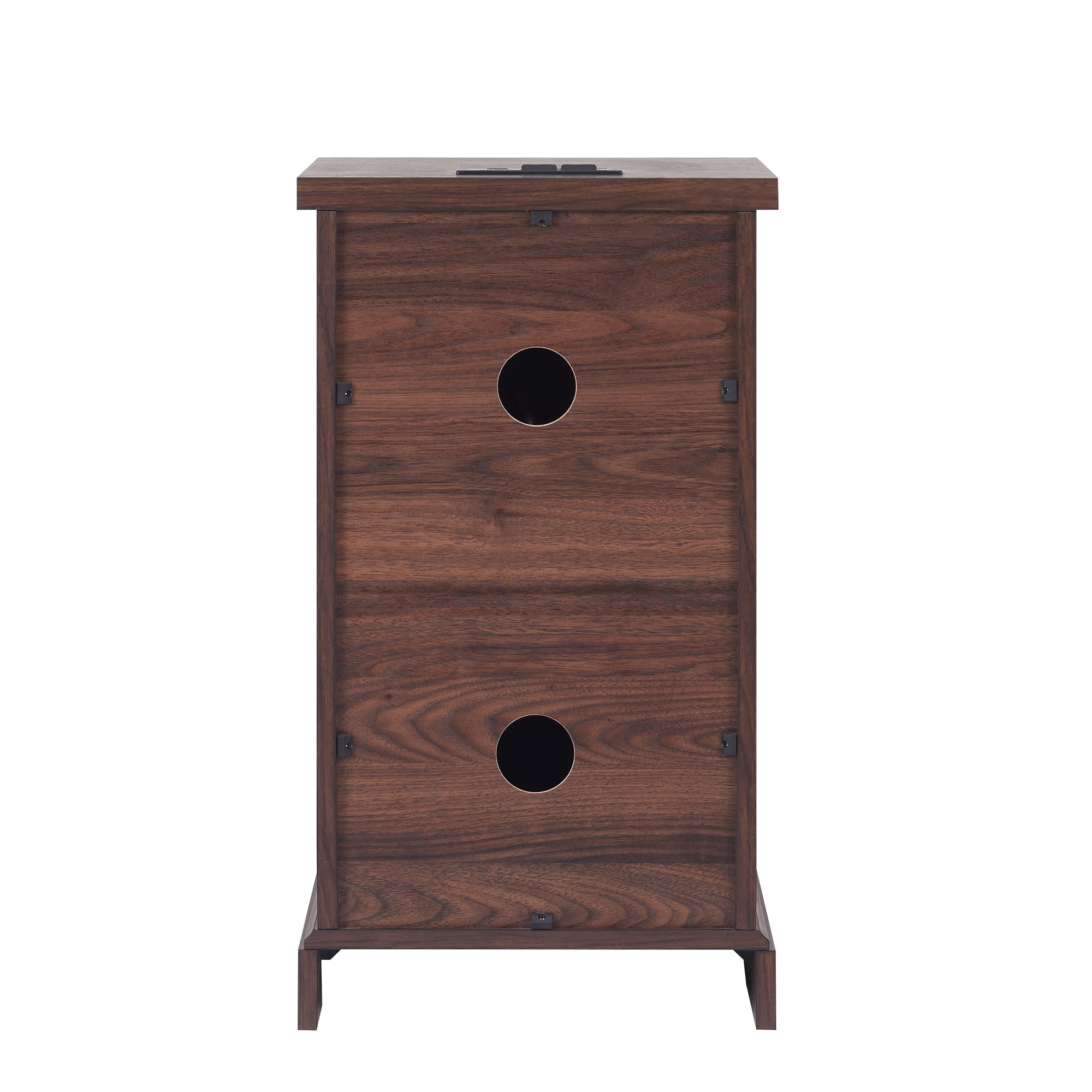 T4TREAM Farmhouse Nightstand with Charging Station, Wood End Table for Living Room, Brown