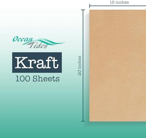 Ocean Tides Kraft Tissue Paper, 100 Pack for Gift Bags & Packaging