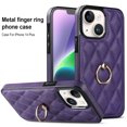 thumbnail image 1 of SaniMore for iPhone 14 Plus 6.7" 2022 Case, PU Leather Case with Luxury Fashion 3D Lattice for Girls Women 360° Rotating Metal Ring/Kickstand Shockproof Durable Case For iPhone 14 Plus 6.7", Purple, 1 of 8
