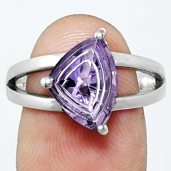 Fancy Cut Natural Amethyst - Brazil 925 Sterling Silver Ring s.6 Jewelry AGR1007_A_6