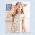 thumbnail image 6 of GYRATEDREAM Toddler Baby Girls Print Princess Dress Kids Teen Casual Cotton Short Sleeve Stretch A-line Swing Skater Twirl School Dress for 2-16 Years, 6 of 7