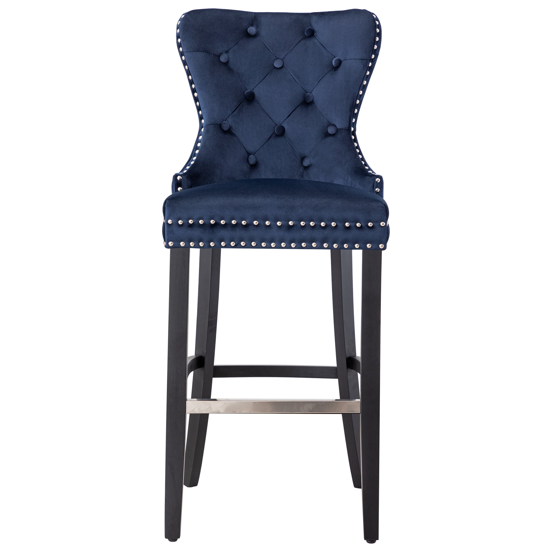Westin Outdoor 29" Tufted Velvet Counter Stool, Black/Velvet Navy Blue