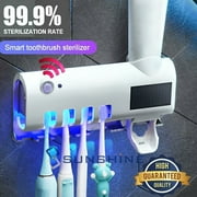 UV Light Sterilizer Toothbrushes Holder, Automatic Toothpaste Dispenser with USB Charge Family Toothbrush Cleaner Holder