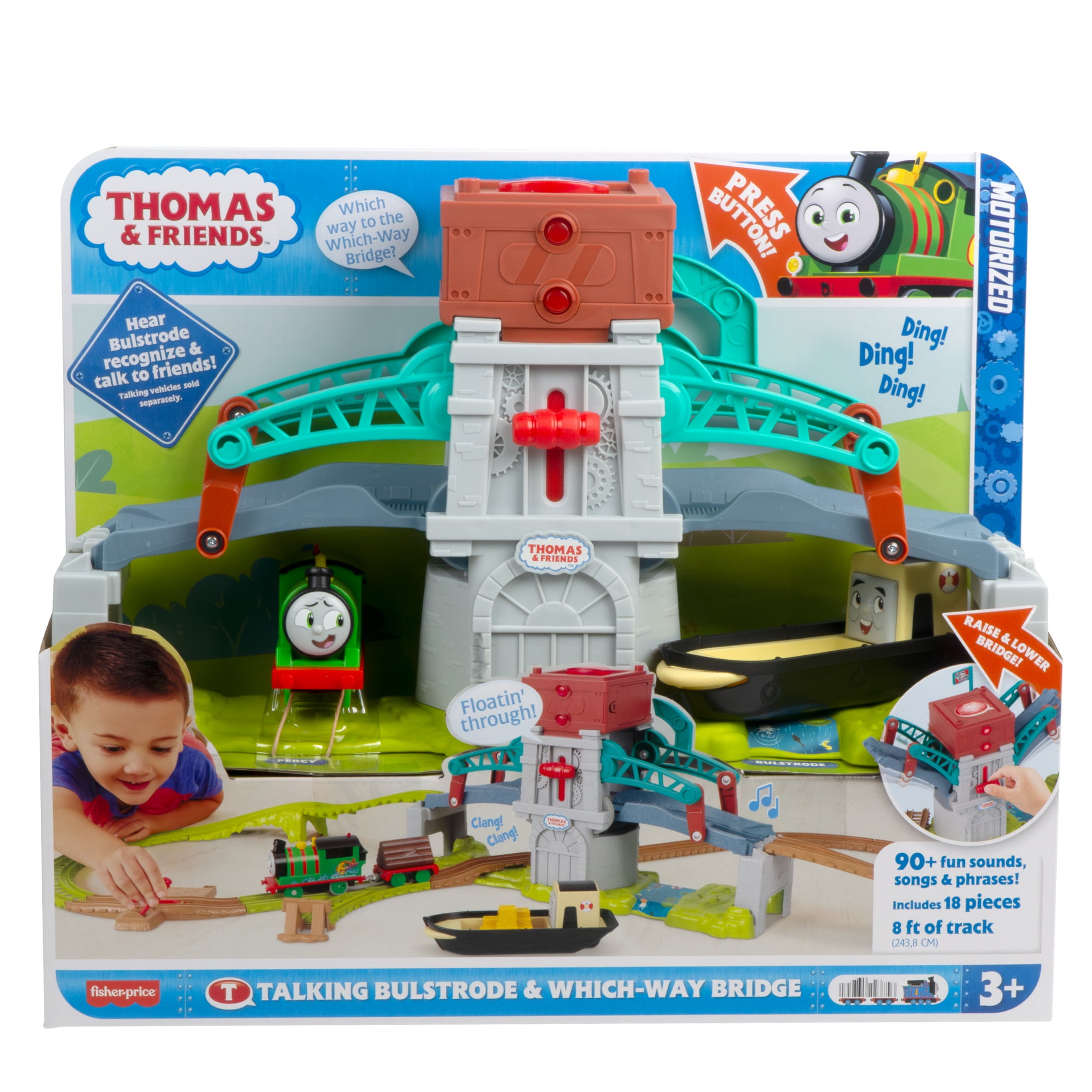 Thomas & Friends Talking Bulstrode & Which-Way Bridge Toy Train Playset with Sounds & Percy Engine