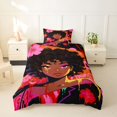 thumbnail image 2 of Castle Fairy Black Girl Lipstick Pattern Twin Duvet Cover,Abstract Graffiti Flowers Artwork Twin Bedding,Pink Black,Grey Reversible,1 Duvet Cover and 1 Pillowcase, 2 of 6
