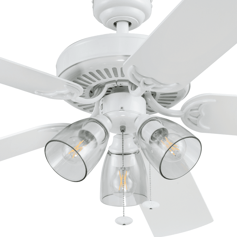 5 Blade White Ceiling Fan With 3 Lights