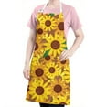 thumbnail image 5 of Brown Yellow Sunflower Pattern Apron-Garden Aprons for Women with Pockets-Cotton Linen Waterproof Kitchen Cooking Gardening Aprons Adjustable for Kitchen,Cooking,BBQ and Salon 33x27 Inch, 5 of 7