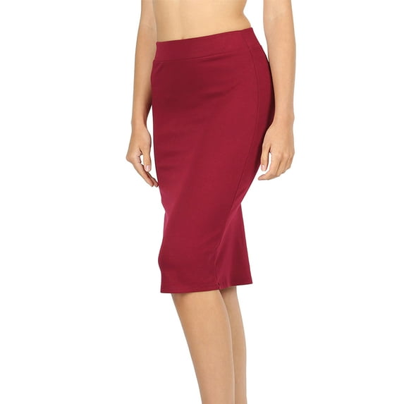 Women & Plus Ponte Knit Basic Knit Pencil Midi Skirt