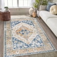 thumbnail image 1 of HAHDAXIA Boho Washable Living Room Rug 3x5 Throw Non-Slip Area for Bedroom Lightweight Thin Rugs Entryway Kitchen Vintage Print Aesthetic Capet Office Bathroom Laundry Room, Persian Blue/Oran, 1 of 6