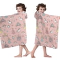 thumbnail image 4 of Pink Princess Unicorn Pattern Hooded Bath Towel，50"x30" for Ages 3 To 12 Kids, Quick Dry Lightweight Soft Microfiber Hood Beach Towel Cover Up for Kids, 4 of 7