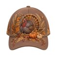 thumbnail image 2 of DefiDgd Fall Pumpkin Turkey Embroidered Baseball Cap,Vintage Rustic Style Washable Adjustable Hat for Man Women Fall Thanksgiving Daily Outdoor Holiday Party Headwear Accessories(J), 2 of 6