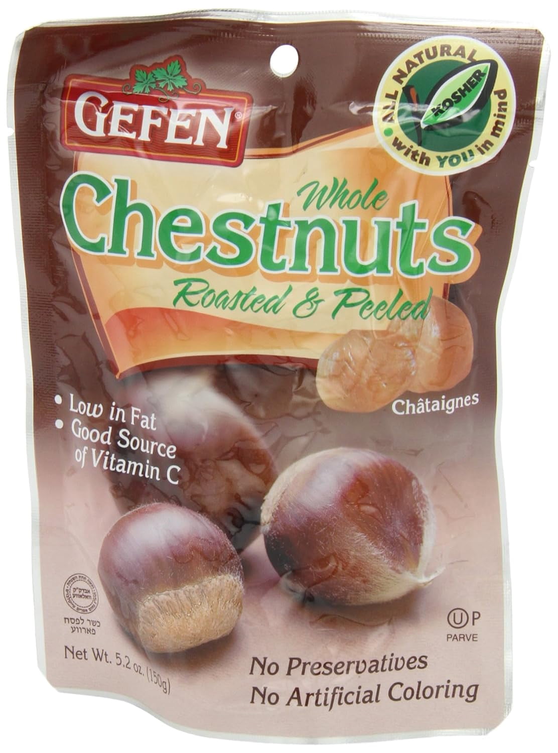 Gefen Whole Organic Chestnuts, Roasted and Peeled , 5.2-Ounces (Pack of 6)