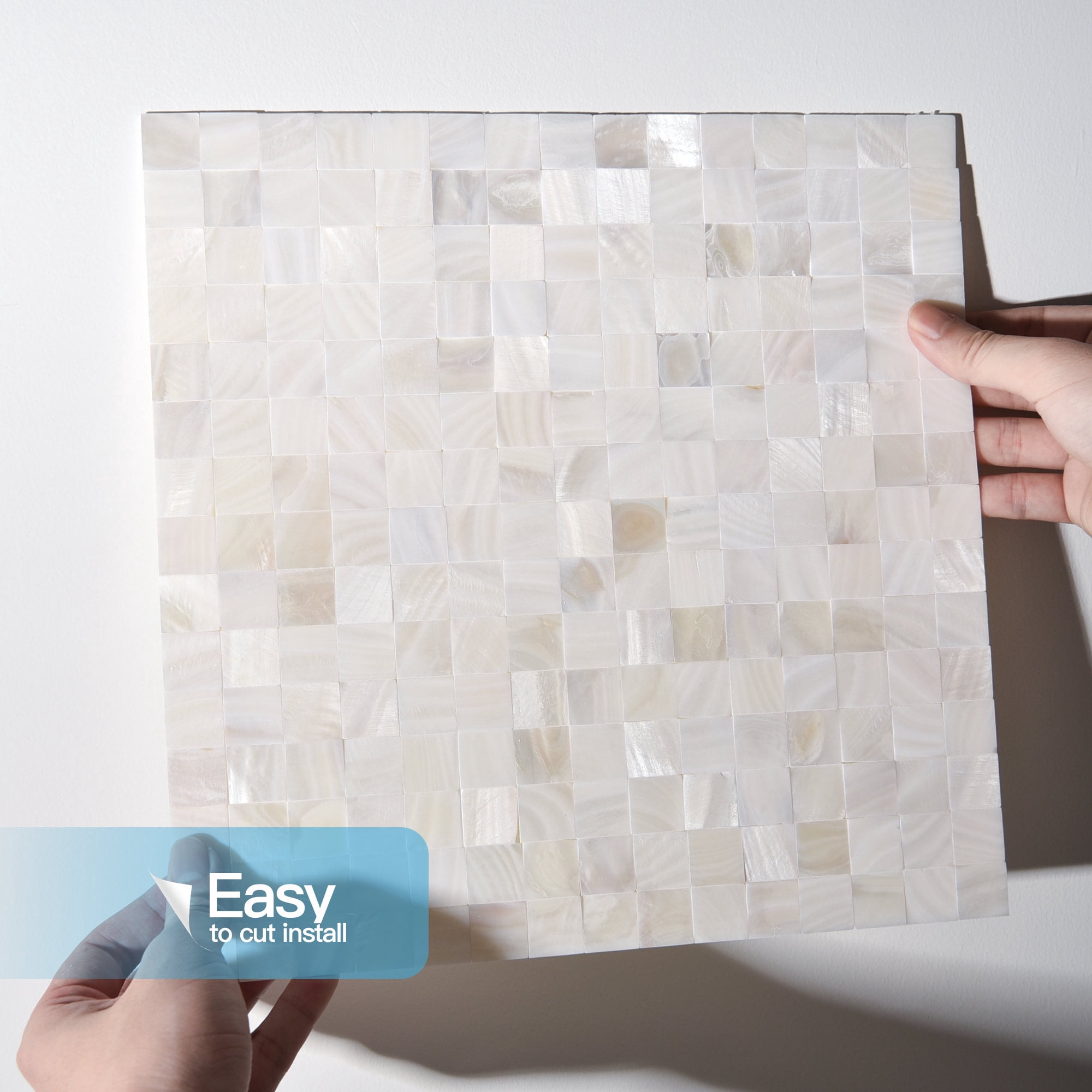 Art3d Mother of Pearl Shell Mini Square Seamless Mosaic Tile for Kitchen Backsplash, Nature Pearl, 12" L X 12" W,(10 Sheets)