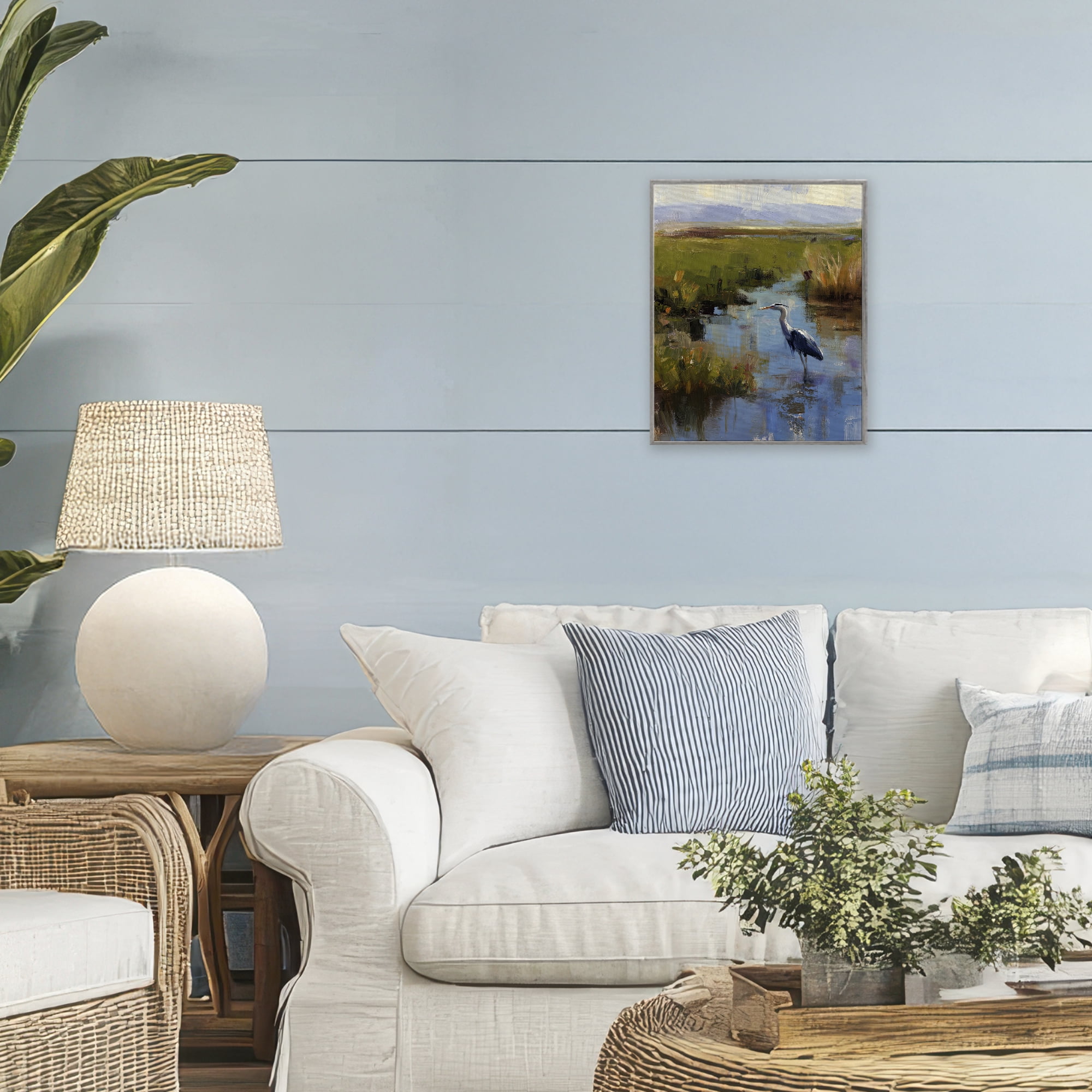 Stupell Industries Bird Among The Reeds Gray Framed Giclee Art, design by Svetlana Aleynikova