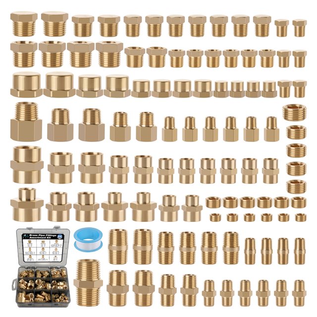Kit surtido de accesorios de tubería de latón Ailbiuko 106 piezas NPT