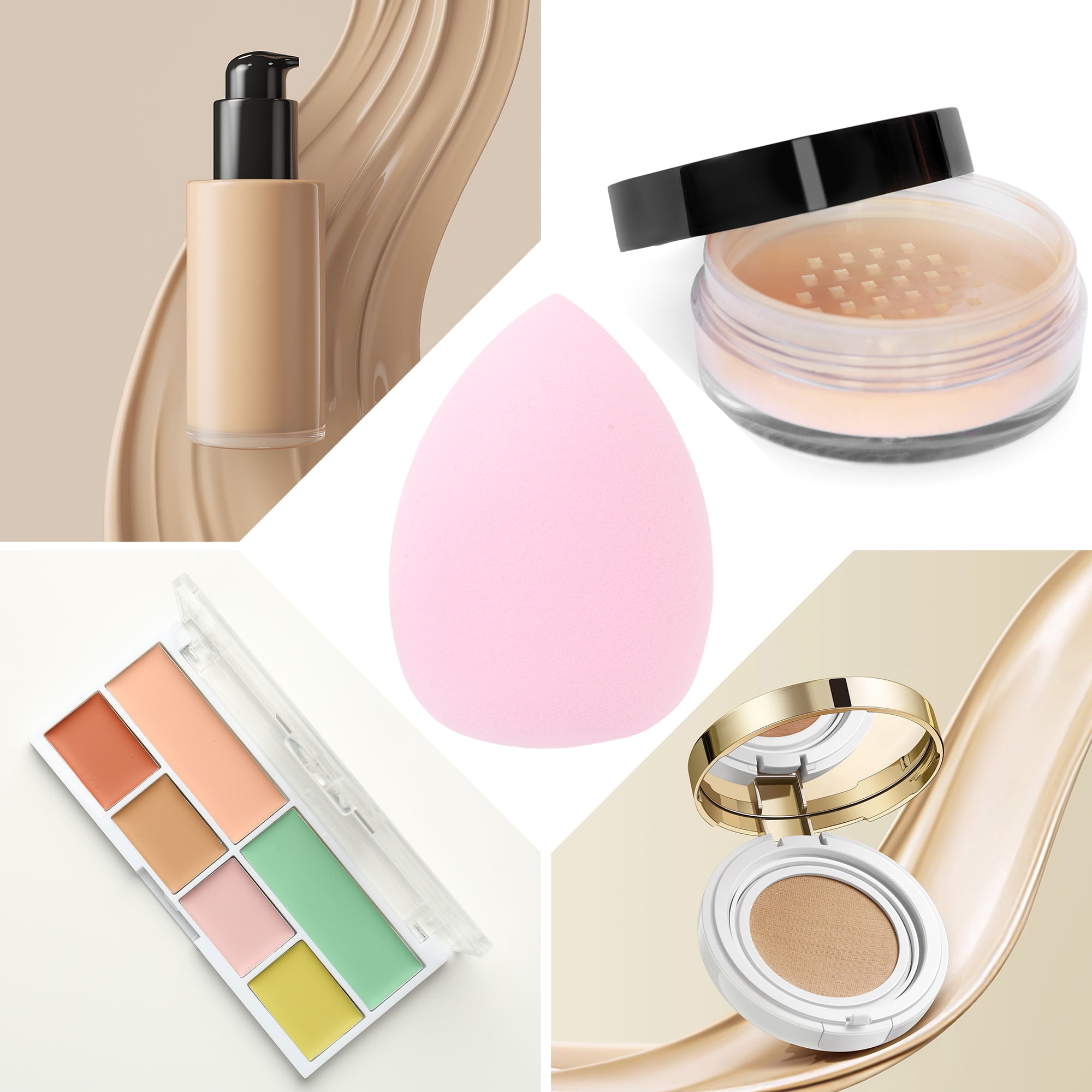 Unique Bargains 2 Pcs Portable Teardrop Face Makeup Sponge Light Pink