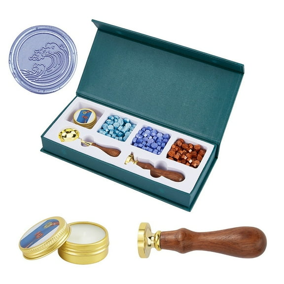 Wax 1 box Scrapbook Brass Wax Seal Stamp Wood Handle and Wax sets Mixed color box: 112x250x35mm