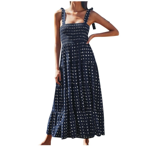 Tirantes para mujer Tirantes Estampado Pliegue largo Cintura elástica Vestido de estilo festivo Fridja hj6270